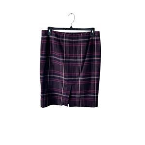 Talbots Pencil Skirt Womens 12 Flannel Tartan Plaid Back Zip Wool Blend Casual